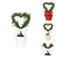 thumbnail image 1 of 8" Valentines Heart Topiary, Hollow-out Heart Artificial Boxwood Plant with Pot, Valentines Decorations, Realistic Faux Topiary for Indoor Outdoor Home Porch Office Tabletop Shelf Decor(White), 1 of 8