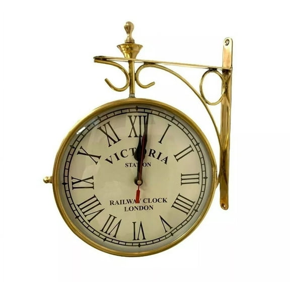 8" Vintage Railway Station Clock Double Sided Station Clock Nautical Railway Wall Clock Home Decorative Wall Clock