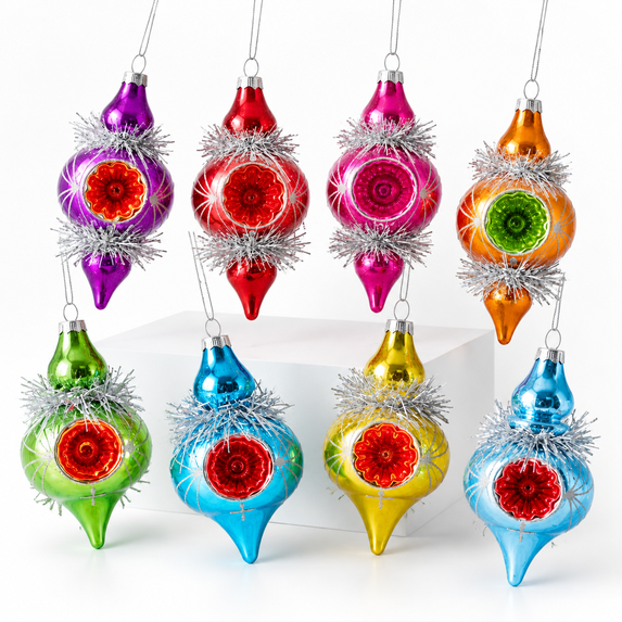 8 Vintglassmas Ornaments Reflector For Tree Decor - Walmart.com