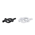 thumbnail image 1 of 8"W, 3"H Black Glass Handmade Abstract Twisted Loop Knot Sculpture, by DecMode (2 Count), 1 of 12