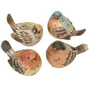 8"W, 6"H Multi Colored Polystone Bird Sculpture, by DecMode (4 Count)