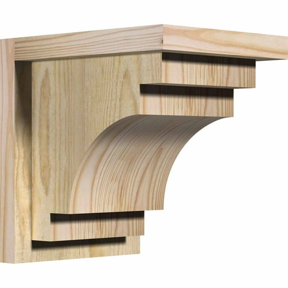 8"W x 10"D x 10"H Mediterranean Rough Sawn Corbel w/Backplate, Douglas Fir