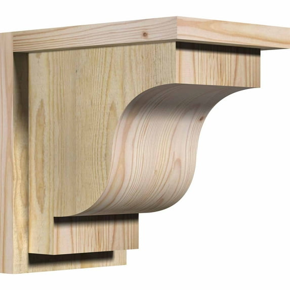 8"W x 12"D x 12"H Newport Rough Sawn Corbel w/Backplate, Douglas Fir