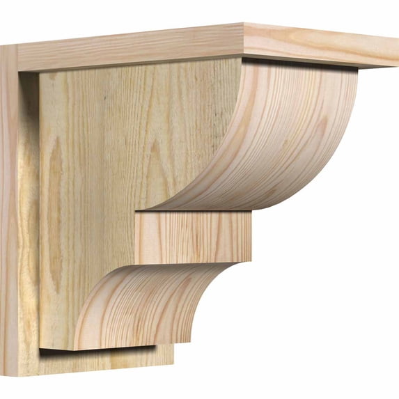 8"W x 12"D x 12"H Ridgewood Rough Sawn Corbel w/Backplate, Douglas Fir