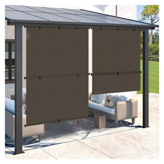 8'W x 14.5'L Patio Shades Outdoor Shades Blinds Foldable for Deck Yard Porch Balcony Backyard(Brown)