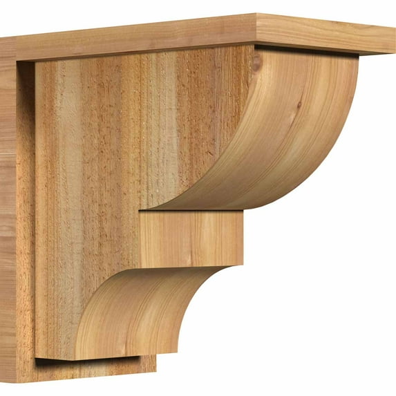 8"W x 14"D x 14"H Ridgewood Rough Sawn Corbel w/Backplate, Western Red Cedar