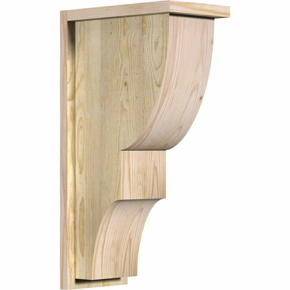 8"W x 14"D x 26"H Ridgewood Rough Sawn Corbel w/Backplate, Douglas Fir