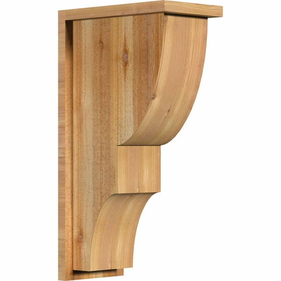 8"W x 14"D x 26"H Ridgewood Rough Sawn Corbel w/Backplate, Western Red Cedar