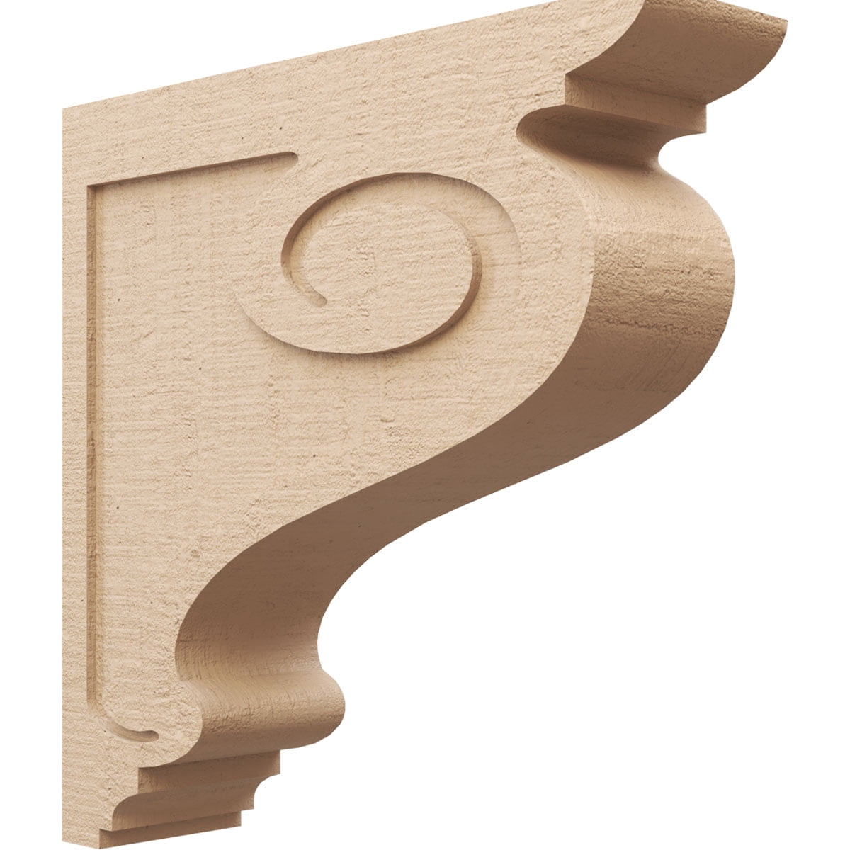 8"W x 32"D x 32"H Thin Scroll Rough Cedar Woodgrain TimberThane Corbel, Primed Tan