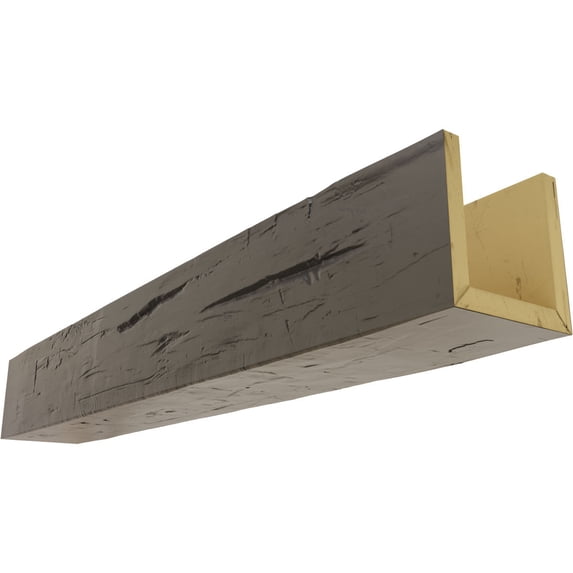 8"W x 4"H x 16'L 3-Sided (U-beam) Hand Hewn Endurathane Faux Wood Ceiling Beam, Burnished Honey Dew