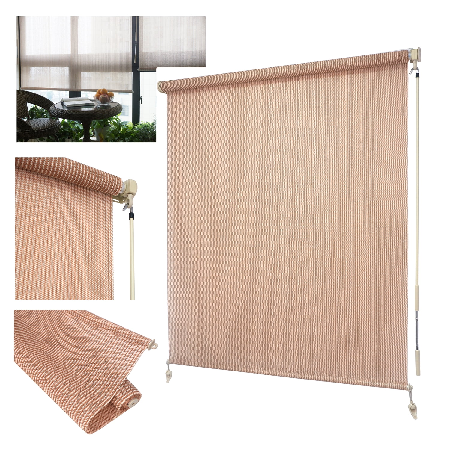 8'W x 6'L Roller Shade Blind Roll up w/ crank For Deck Porch Balcony