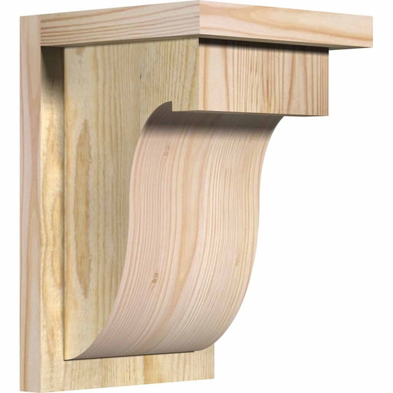 8"W x 8"D x 12"H Del Monte Rough Sawn Corbel w/Backplate, Douglas Fir