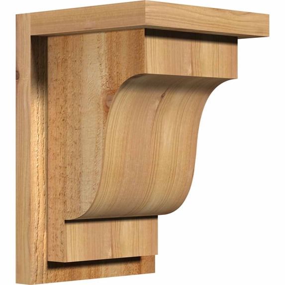 8"W x 8"D x 12"H Newport Rough Sawn Corbel w/Backplate, Western Red Cedar