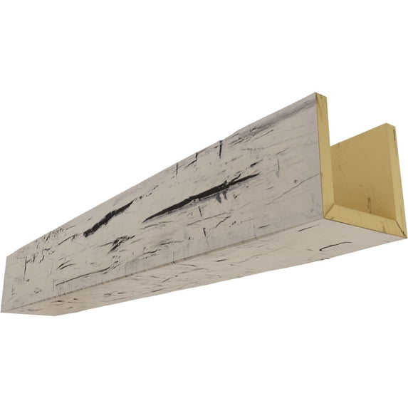 8"W x 8"H x 12'L 3-Sided (U-beam) Hand Hewn Endurathane Faux Wood Ceiling Beam, Burnished Pine