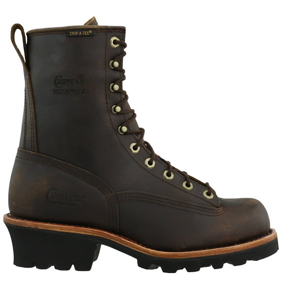 8 WP Lace Logger Men Steel Toe Leather Brown Work Boot