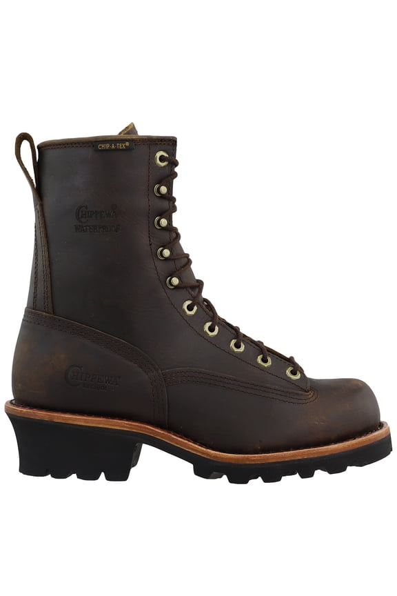 8 WP Lace Logger Men Steel Toe Leather Brown Work Boot