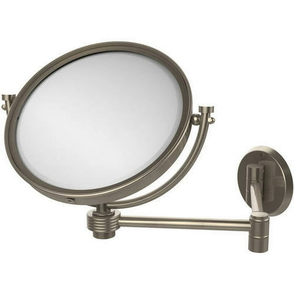 8" Wall-Mounted Extending Make-Up Mirror, 5x Magnification with Groovy Accent (Build to Order)