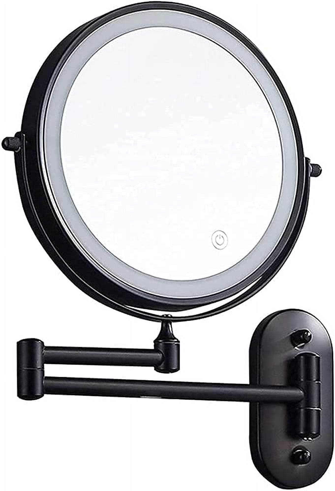8'' Wall Mounted Makeup Mirror Black USB Rechargeable Double Sided with ...