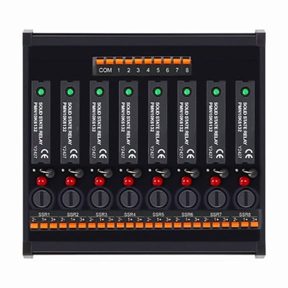 8-Way DC Inline Solid State Relay Module 5-24V Non-Contact with Fuse Protection for PLC