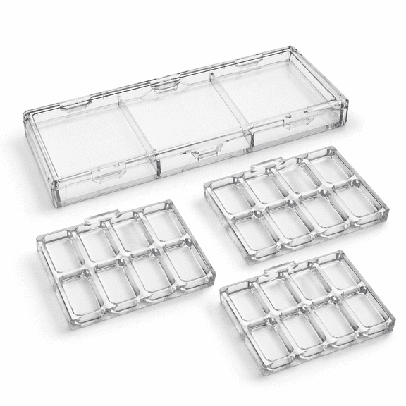 8 Well Empty Makeup Depotting Palette Bundle, 24 Total Wells Modular Storage System