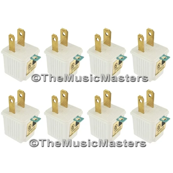 (8) White Grounding Adapters Electrical Wall Plug 3 Prong Socket 2 Prong Plug