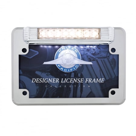 8 White LED Motorcycle License Plate Frame - Back-Up Light