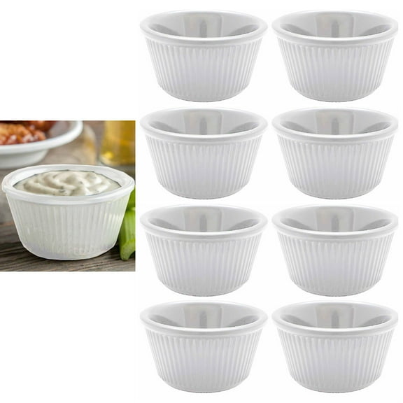 8 White Mini Ramekins Condiment Saucers Melamine BPA Free Bowl Souffle Dish Cups