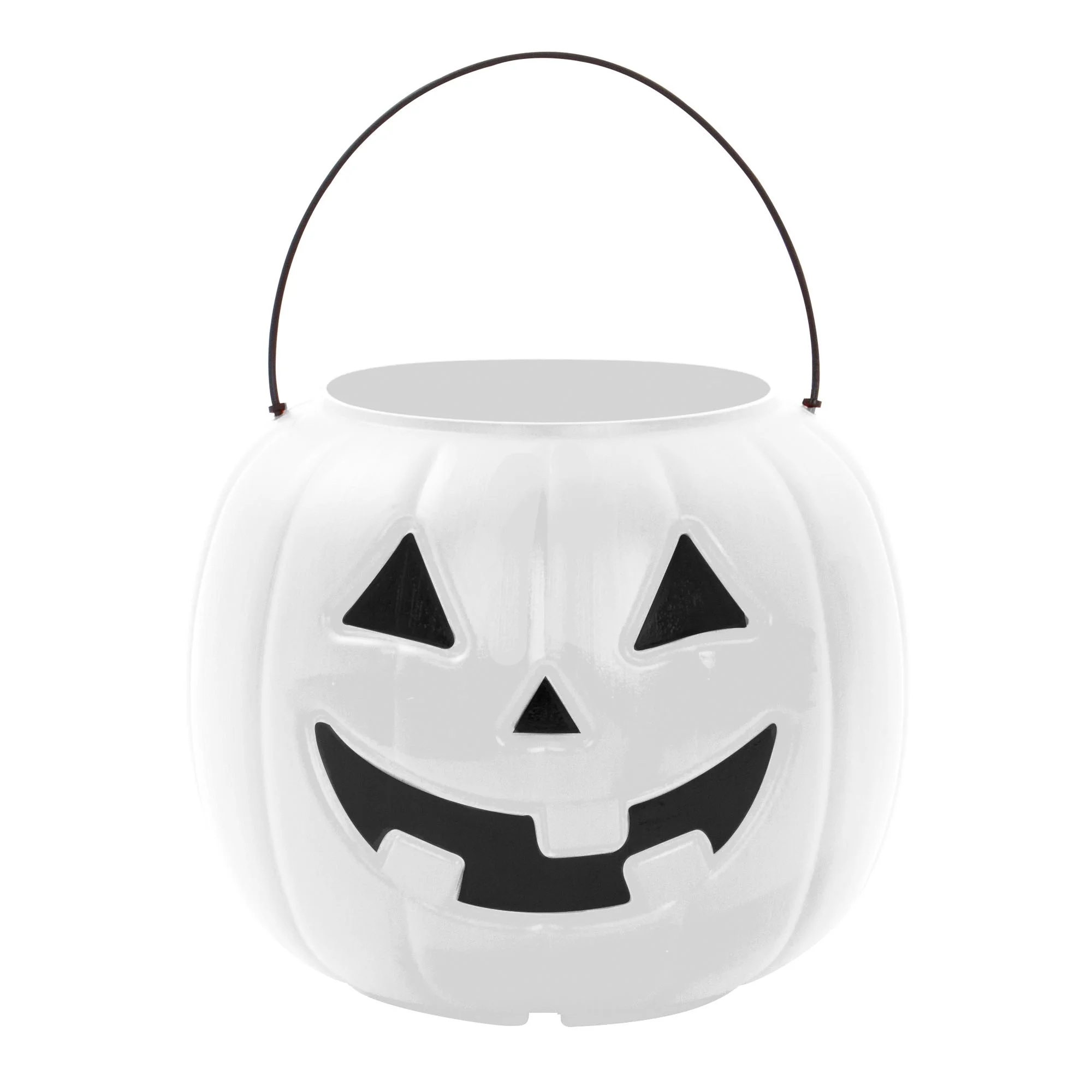 8" White and Black Pumpkin Pail Halloween Trick-or-Treat Basket, by Way To Celebrate