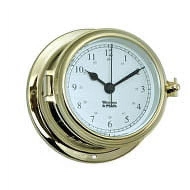 8" White and Gold Antique Finish Round Shaped Desk Clock