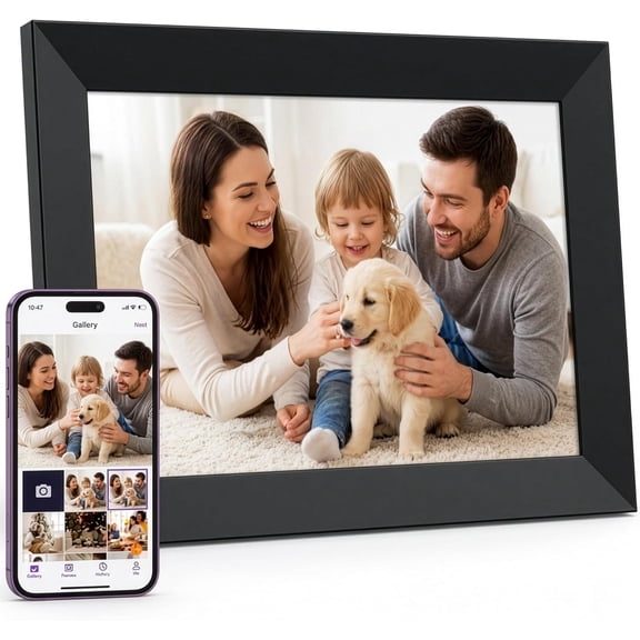 8 WiFi Digital Picture Frame HD Touchscreen, 16GB Storage, MicroSD/USB-C, Auto-Rotate, App Sharing Electric Picture Frame Slideshow, for Desk & Family Use, Moms Birthday Gifts, (Black)