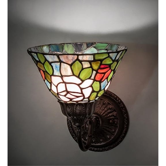 8" Wide Tiffany Rosebush Wall Sconce