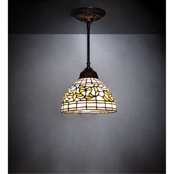 8" Wide Tiffany Turning Leaf Mini Pendant