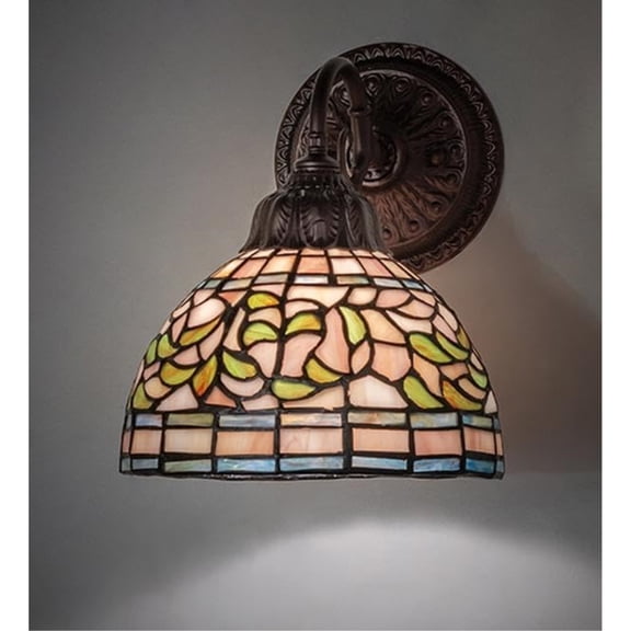 8" Wide Tiffany Turning Leaf Wall Sconce