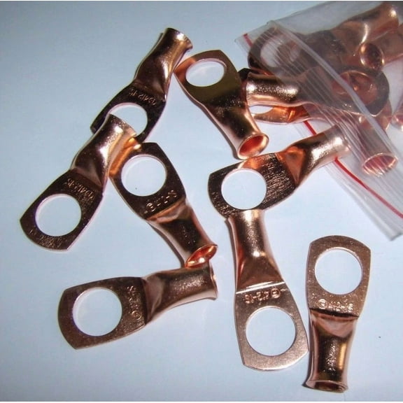 (8) Wire Ring Terminal Copper 4 Awg Gauge 1/2" Connectors Car Audio Terminals