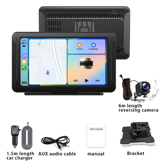 8" Wireless CarPlay Android Auto Portable Car Navigation with Magnetic Stand, 7" HD Touchscreen, Mirror Link, FM, EQ/AUX/TF/USB, Backup Camera