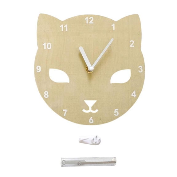 8" Wood Modern Animal Wall Clock Watch Non-ticking Battery Powered Indoor Classroom School Home Office Hotel Shops Cafe Nursery -