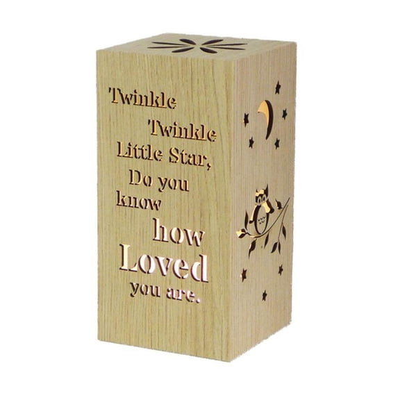 8" Wood Veneer LED "Twinkle Twinkle Little Star, Do You Know How Loved You Are" Night Light