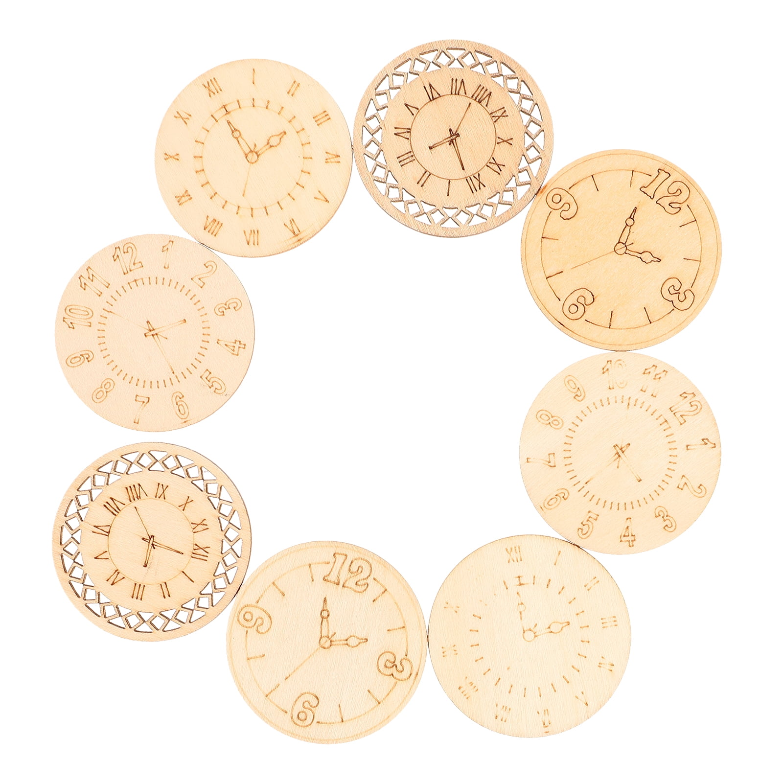 8 Wooden Clock Cutouts Unfinished Wood Cutouts Natural Clock Wood ...