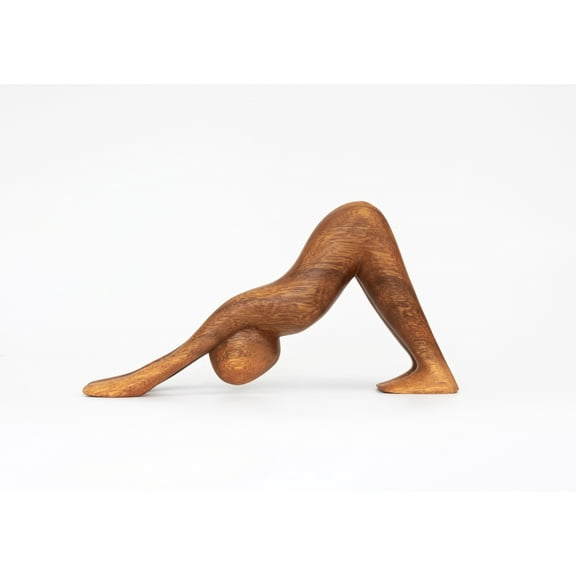 8" Wooden Handmade Mini Yoga Figurines, Yoga Pose Statue, Yoga Room Studio Decor, Mindful Home Decor Yogi Gift, Decorative Shelf Decor Objects - Downward Facing Dog