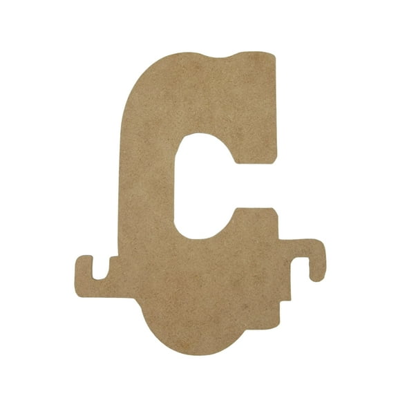 8" Wooden Letter C Unfinished, Train Font, Craft Cutout 1-8" Thick