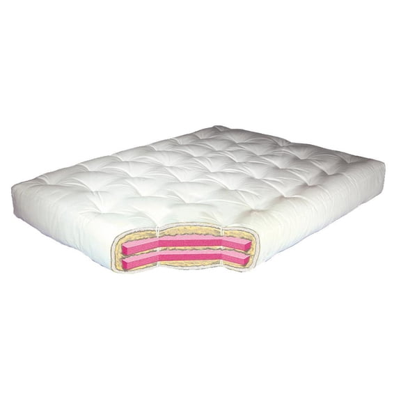8" Wool Wrap #613 Twin XL Tan Microfiber Futon Mattress-Color:Tan,Material:Polyester