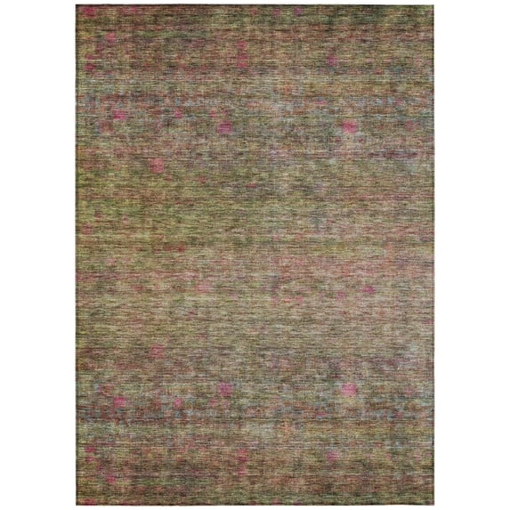 HomeRoots 605738 8 x 10 ft. Artichoke Green & Hot Pink Floral Washable Indoor & Outdoor Rectangle Area Rug