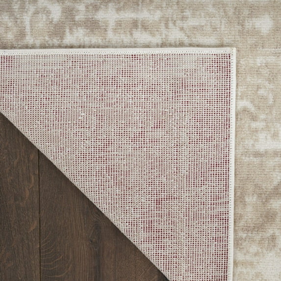 8' X 10' Beige and Ivory Medallion Power Loom Distressed Area Rug