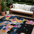 thumbnail image 1 of HomeRoots 599541 8 x 10 ft. Black, Blue & Pink Abstract Washable Indoor & Outdoor Rectangle Area Rug, 1 of 5