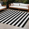 thumbnail image 1 of HomeRoots 560804 8 x 10 ft. Black & White Striped Washable Non Skid Indoor Outdoor Rectangle Machine Woven Area Rug, 1 of 3