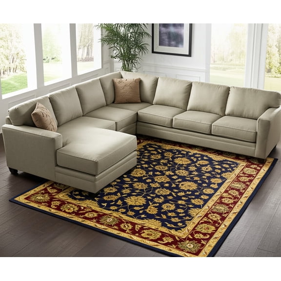 HomeRoots 617184 8 x 10 ft. Blue, Red & Gold Oriental Hand Tufted Rectangle Area Rug
