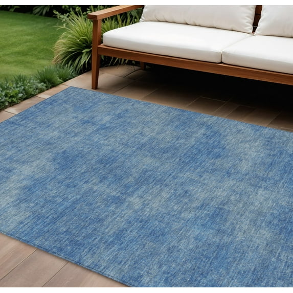 HomeRoots 598809 8 x 10 ft. Blue Washable Indoor & Outdoor Rectangle Area Rug