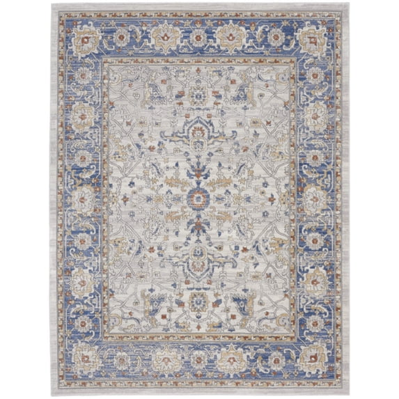 8' X 10' Blue and Gray Oriental Power Loom Area Rug
