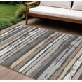 thumbnail image 1 of 8' X 10' Charcoal Beige And Brown Striped Washable Indoor Outdoor Area Rug, 1 of 5
