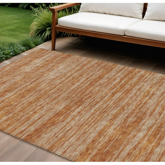 HomeRoots 613088 8 x 10 ft. Copper & Rust Abstract Washable Indoor & Outdoor Rectangle Area Rug